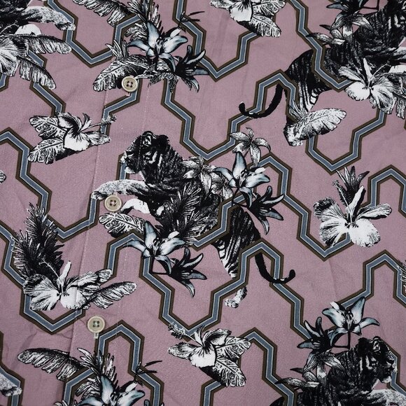 Ted Baker Stefan Tiger Mash Up Slim Fit Button Up Shirt Preppy Lightweight 5 XL - Picture 3 of 8